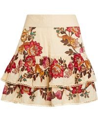 FARM Rio - Tiered Floral Leopard Print Skirt - Lyst