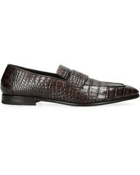 Zegna - Crocodile Leather Penny Loafers - Lyst