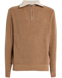 7 For All Mankind - Cotton Ribbed Quarter-zip Sweater - Lyst