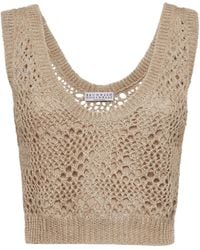 Brunello Cucinelli - Linen-silk Open-knit Sweater Vest - Lyst