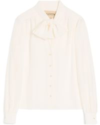 Valentino - Silk Bow-Tie Blouse - Lyst