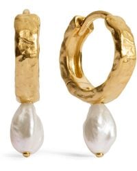 Monica Vinader - Vermeil And Pearl Capri Huggie Earrings - Lyst