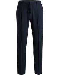 BOSS - Wool-Blend Seersucker Drawstring Tailored Trousers - Lyst