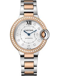 Cartier - Rose, Stainless Steel And Diamond Ballon Bleu De Watch 33Mm - Lyst