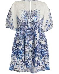 Camilla - X Royal Delft Linen Mini Dress - Lyst