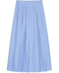 Gucci - Oxford Cotton Gg Supreme Midi Skirt - Lyst