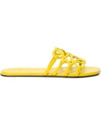 Loewe - X Paula's Ibiza Leather Petal Anagram Slides - Lyst