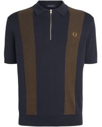 Fred Perry - Cotton Panelled Zip-Up Polo Shirt - Lyst