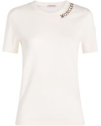 Moncler - Cotton Embroidered Logo T-Shirt - Lyst
