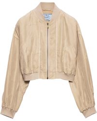 Prada - Silk Cropped Bomber Jacket - Lyst