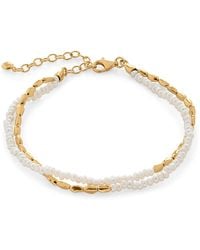 Monica Vinader - Vermeil And Pearl Mini Nugget Beaded Bracelet - Lyst