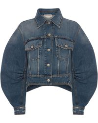Puff-sleeve Denim Jackets for Women 