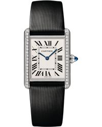 Cartier - Stainless Steel And Diamond Tank Must Watch 25.5mm - Lyst