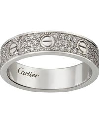 Cartier - White Gold And Diamond-paved Love Wedding Band - Lyst