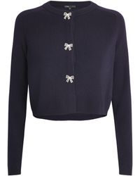 Maje - Wool Rib-Knit Bow Cardigan - Lyst