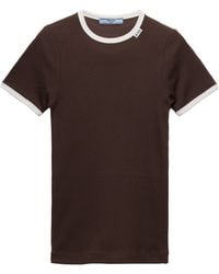 Prada - Contrast-Trim Ribbed T-Shirt - Lyst