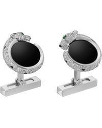 Cartier - Diamond And Emerald Panthère De Cufflinks - Lyst