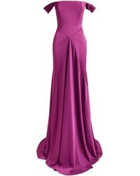 Alex Perry - Satin Crepe Off-Shoulder Gown - Lyst
