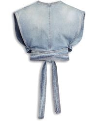 Alaïa - Denim Belted Crop Top - Lyst