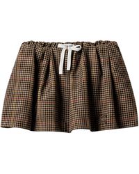 Miu Miu - Wool Houndstooth Drawstring Mini Skirt - Lyst