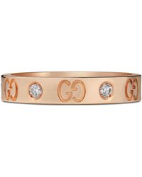 Gucci - Rose Gold And Diamond Icon Ring - Lyst