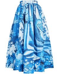 Erdem - Cotton-blend Floral Print Midi Skirt - Lyst