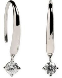 Astrid & Miyu - Rhodium-Plated Sterling Crystal Charm Hook Hoop Earrings - Lyst