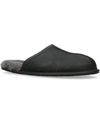 UGG - Scuff - Grained Leather Slipper, Black - Lyst