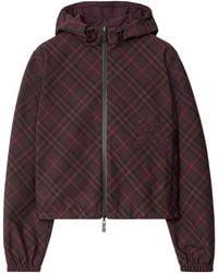 Burberry - Cropped Reversible Check Hooded Jacket - Lyst