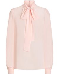Dolce & Gabbana - Silk Georgette Bow-Detail Blouse - Lyst