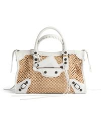 Balenciaga - Small Raffia-Lambskin Le City Top-Handle Bag - Lyst