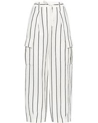 Brunello Cucinelli - Linen-cotton Striped Cargo Trousers - Lyst