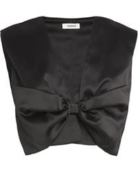 Sandro - Satin Bow Cropped Top - Lyst