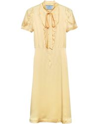 Prada - Satin Crepe Midi Dress - Lyst