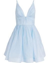 Zimmermann - Linen-Silk Plunge-Neck Mini Dress - Lyst