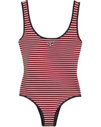 Prada - Stripe Triangle Swimsuit - Lyst