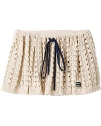 Miu Miu - Cotton Openwork-Knit Mini Skirt - Lyst
