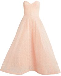 Monique Lhuillier - Embroidered Embellished Cocktail Dress - Lyst