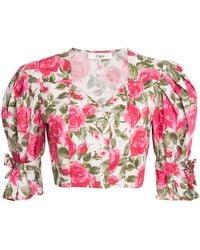Chloé - Cotton Cropped Floral Top - Lyst