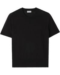 Burberry - Wool-Silk Check Panel T-Shirt - Lyst