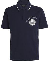 Emporio Armani - Cotton Piqué Embroidered Polo Shirt - Lyst