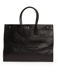 Saint Laurent - Rive Gauche Large Cabas En Cuir Lisse - Lyst
