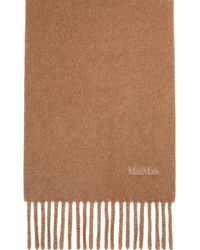 Max Mara - Wool Fringed Logo Scarf - Lyst