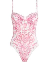 CAMILLA - Crystal-Embellished Printed Underwired Swimsuit - Lyst