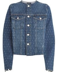 7 For All Mankind - Rhinestone Vicky Denim Jacket - Lyst