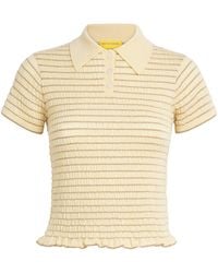 Guest In Residence - Cashmere Smocked Shrunken Polo Shirt - Lyst