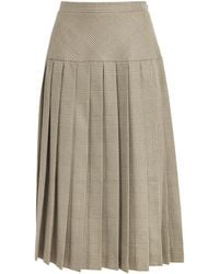 Alessandra Rich - Wool Prince Of Wales Check Pleated Skirt - Lyst