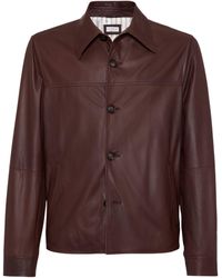 Brunello Cucinelli - Leather Overshirt Jacket - Lyst