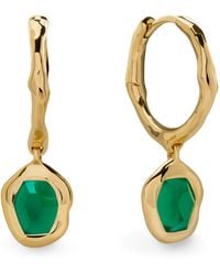 Monica Vinader - Vermeil And Onyx Odyssey Huggie Earrings - Lyst