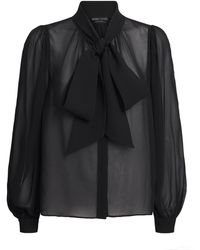 Alice + Olivia - Brentley Tie-Neck Sheer Blouse - Lyst